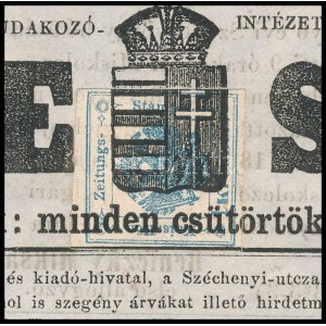 1858 Előérvénytelenített Hírlapilletékbélyeg újságcímlapon ...