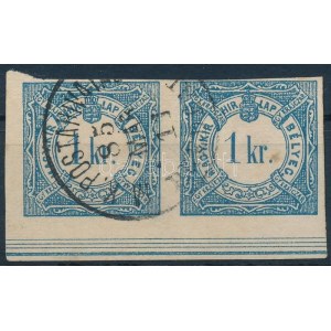 1868 Hírlapilletékbélyeg ívsarki pár nyomdai jelzéssel / Newspaper duty stamp corner pair M.K. POSTAHIVATAL PREDEAL...