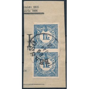 1888 Hírlapilleték bélyeg pár kivágáson / Newspaper duty stamp pair on cutting BRASSÓ