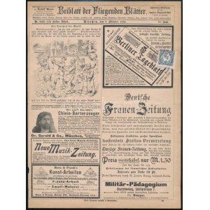 1892 1kr Hírlapilletékbélyeg osztrák újságlapon / 1kr Newspaper duty stamp on page of Austrian newspaper BUDAPEST...