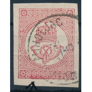 1871 Hírlapbélyeg alul látványos lemezhibával / Newspaper stamp with plate flaw