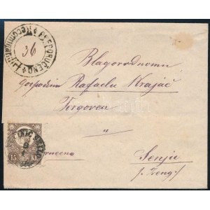 1871 Réznyomat 15kr ajánlott levélen / Mi 12 on registered cover VUCINIC SELLO - Senj (Zeng)
