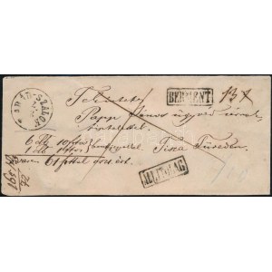 1872 Értéklevél 13kr bérmentesítéssel / Insured cover with 13kr franking T. ABÁD-SZALÓK (Gudlin 300 p...