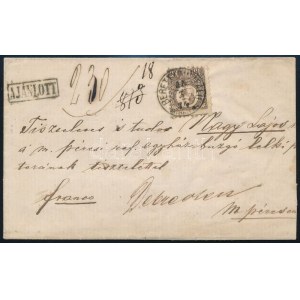 1874 Ajánlott levél elfogazott Réznyomat 15kr bérmentesítéssel ...