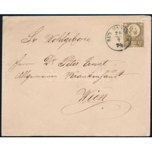 1874 Réznyomat 2kr levélen / on cover KUN MADARAS - Wien