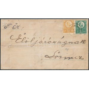 1874 Réznyomat 2kr + 3kr levélen / on cover SIMONTORNYA - Lőrincz