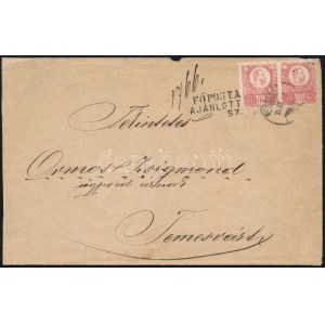 1874 Ajánlott levél Réznyomat 4 x 5kr bérmentesítéssel / Registered cover with 4 x Mi 10 franking BUDAPEST - ...