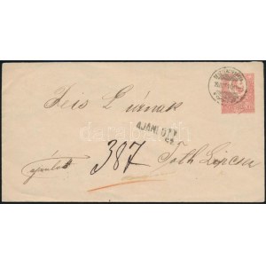 1874 5kr díjjegyes boríték 2 x Réznyomat 5kr díjkiegészítéssel ajánlott levélként / Registered PS...