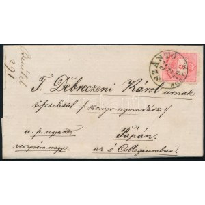 1879 5kr levélen / on cover SZÁNTÓ / HONT. M. - Pápa