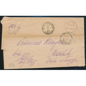 1881 Hivatalos levél / Official cover ovális Szerb Czernya - NÉMET-CZERNYA - KESZTHELY