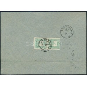 1883 3kr pár levél hátoldalán, a felső bélyeg 2 foggal kisebb / 3kr pair on cover piece...