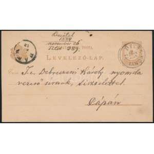 1884 2kr díjjegyes levelezőlap / PS-card ÖTVÖS-KÓNYI - PÁPA