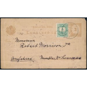 1890 Díjkiegészített díjjegyes levelezőlap Angliába / PS...