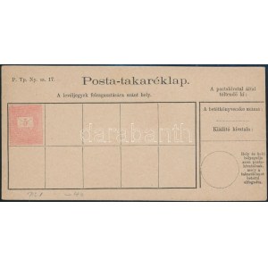 1890 5kr postatakaréklap, használatlan / PS-savings card, unused