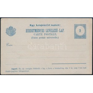 1892 Használatlan 2kr Hirdetményes levelezőlap / 2kr advertising PS-card, unused