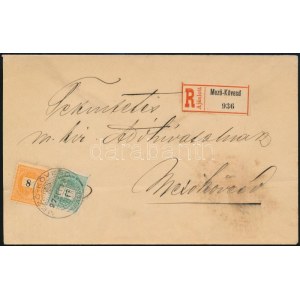 1897 Túlsúlyos helyi ajánlott levél 3kr Színesszámú és 8kr Feketeszámú bélyeggel bérmentesítve ...