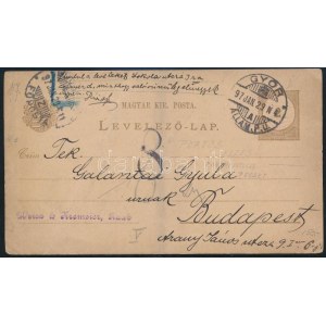1897 2kr díjjegyes levelezőlap portóval / PS-card with postage due