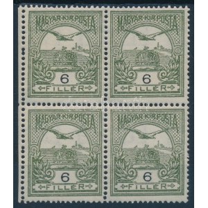 1909 Turul 6f 4-es tömb bélyegfüzetből / Mi 95Y block of 4 from stamp booklet