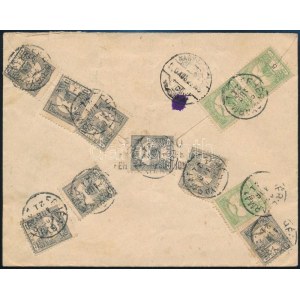 1900 Ajánlott levél Turul 10 x 1f + 3 x 5f + 10f bérmentesítéssel / Registered cover with 35f franking FEHÉRGYARMAT ...