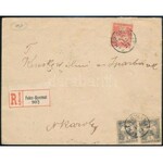1900 Ajánlott levél Turul 10 x 1f + 3 x 5f + 10f bérmentesítéssel / Registered cover with 35f franking FEHÉRGYARMAT ...