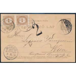 1900 Díjjegyes levelezőlap Bécsbe, ott megportózva / PS-card to Vienna, with postage due