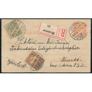 1903 Ajánlott díjjegyes zárt levelezőlap 25f díjkiegészítéssel / Registered PS...