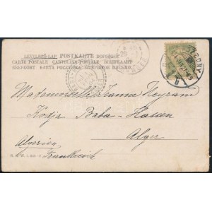 1904 Képeslap Algériába Turul 5f bérmentesítéssel, portózás nélkül / Postcard to Algeria with 5f franking...