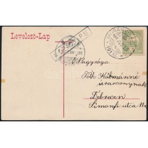 1906 Képeslap MURÁNY-PELSÜCZ vasúti mozgóposta bélyegzéssel / Postcard with railway postmark