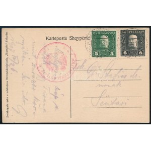 1917 Tábori posta képeslap / Field postcard EP DURAZZO (DURZ) a - K.u.K. MILITÄRZENSURSTELLE SCHKODRA ...