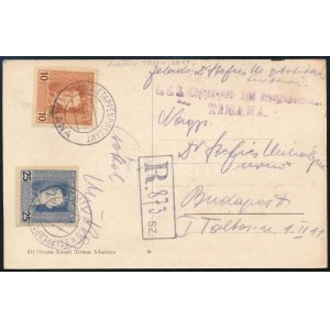 1918 Ajánlott tábori posta képeslap / Registered field postcard  K.u.k. Etappenpost- und Telegraphenamt TIRANA + ...