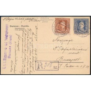 1918 Ajánlott tábori posta képeslap / Registered field postcard  K.u.k. Etappenpost- und Telegraphenamt DURAZZO (Durz)...