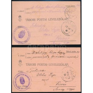 1914-1915 2 db Tábori posta levelezőlap klf 17. NÉPFÖLKELŐ ERŐDÍTÉSI MUNKÁS-CSOPORT bélyegzéssel ...