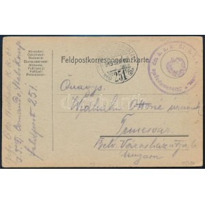 1915 Tábori posta levelezőlap / Field postcard Stabskompagnie des k.u.k. 61. I.T.D. + TP 251