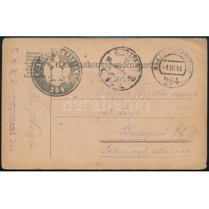 1916 Tábori posta levelezőlap negatív tábori postahivatali bélyegzéssel ...