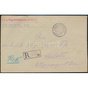 1916 Ajánlott tábori posta boríték / Registered field post cover K.u.k. Brigadetrainkommando Nr. 217. + EP LESCH b...