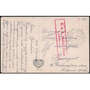 1916 Tábori posta képeslap / Field postcard K.u.k. Militärzensur Lemberg 2. + EP 183