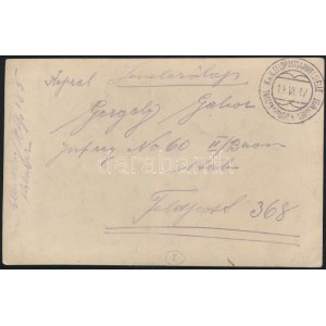 1917 Tábori posta képeslap / Field postcard K.u.K. FELDPOSTSAMMELSTELLE / TRANSKARPATHEN NORDFAHRT...