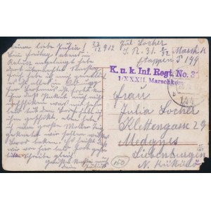 1917 Tábori posta képeslap / Field postcard K.u.k. Inf. Regt. No.31. + EP 144 b