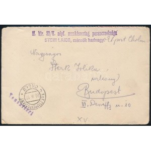 1917 Tábori posta boríték / Field post cover M.kir. 32/V. népf. munkásosztag parancsnoksága STEIN LAJOS...