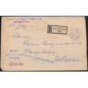 1917 Ajánlott hivatalos tábori posta levél / Registered official field post cover EP ALESSIO (LESCH) b...