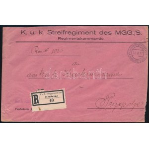 1917 Ajánlott tábori posta levél / Registered field post cover EP KRUSEVAC b