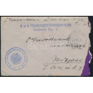 1917 Tábori posta levél tartalommal / Field post cover with content K.u.k. FELDHAUBITZDIVISION II/34 Batterie No.3. ...