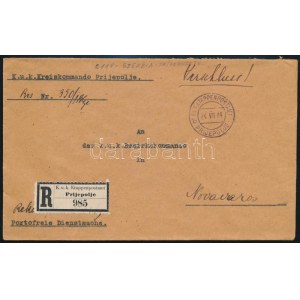 1918 Ajánlott levél / registered cover EP PRIJEPOLJE b