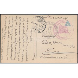 1916 Tábori posta képeslap Fiumébe / Field postcard S.M. Torpedoboot 91F + S.M.S. MONARCH