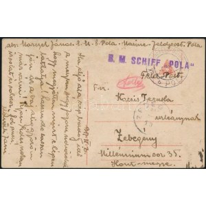 1917 Tábori posta képeslap / Field postcard S.M. SCHIFF POLA