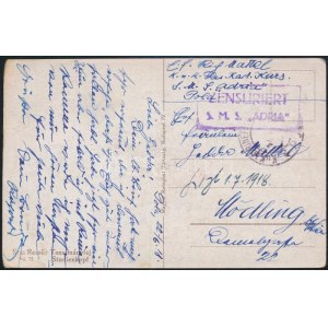 1918 Tábori posta képeslap / Field postcard S.M.S. ADRIA