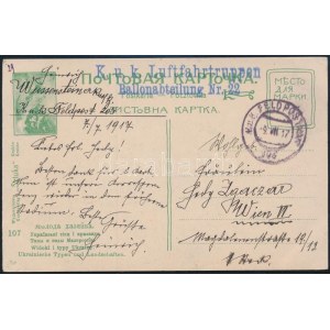1917 Tábori posta képeslap / Field postcard K.u.k. Luftfahrtruppen Ballonabteilung Nr.22. + FP 205...