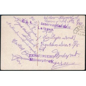 1915 Tábori posta képeslap / Field postcard K.u.k. Reservespital Laibach