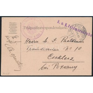 1915 Tábori posta levelezőlap / Field postcard K. UND K. ERSATZDEPOT DER TRAINDIVISION Nr.10. + K.u.K. Feldmarodenha...