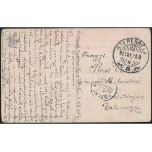 1917 Tábori képeslap Szent Adorjánra / Field postcard VÖRÖSKERESZT KISEGÍTŐ KÓRHÁZ SZEPESBÉLA...